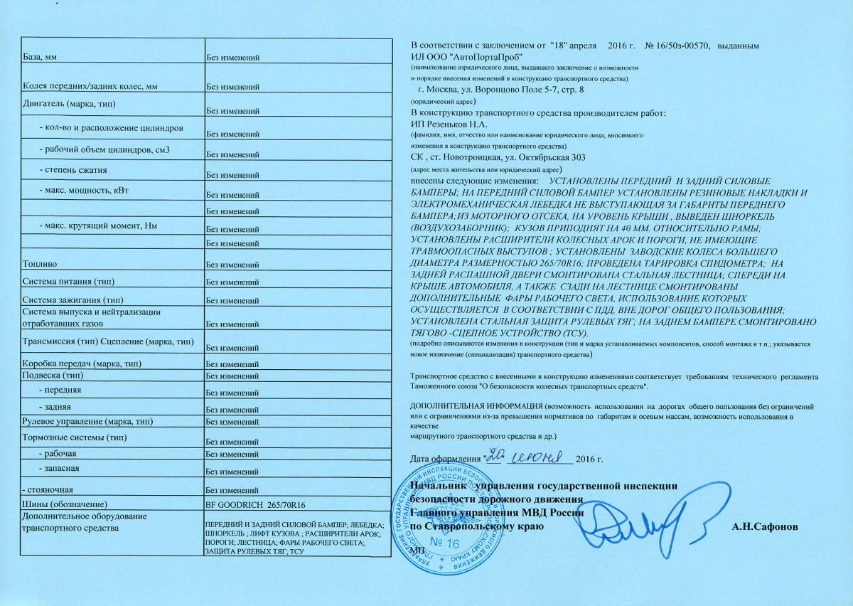 оформление переделок в ГАИ - Страница 12 - Подготовка автомобиля к  бездорожью - Форум korandovod.ru