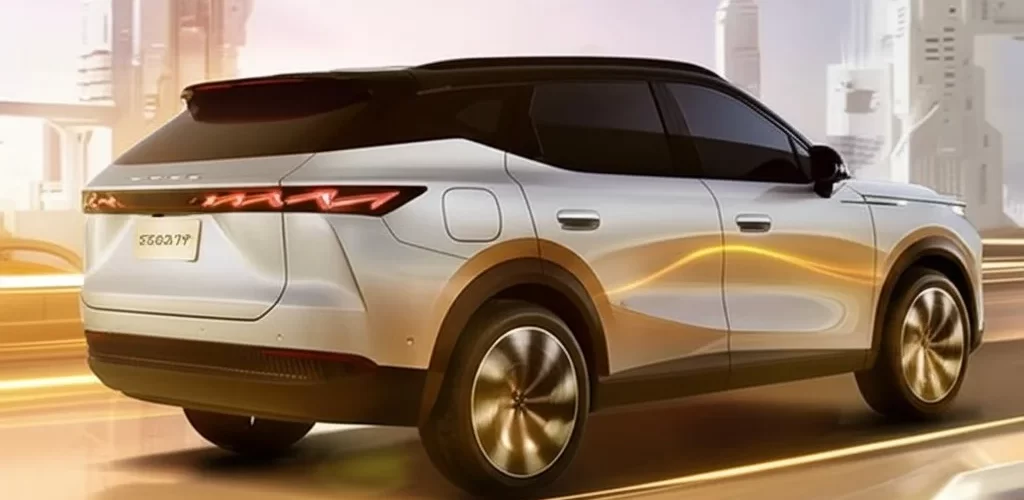 Новый кроссовер Omoda C7 на фоне городского пейзажа