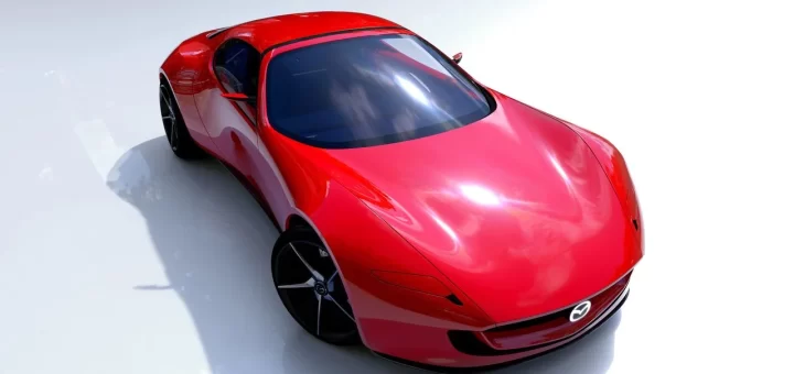 Концепт-кар Mazda Iconic SP на фоне городской застройки