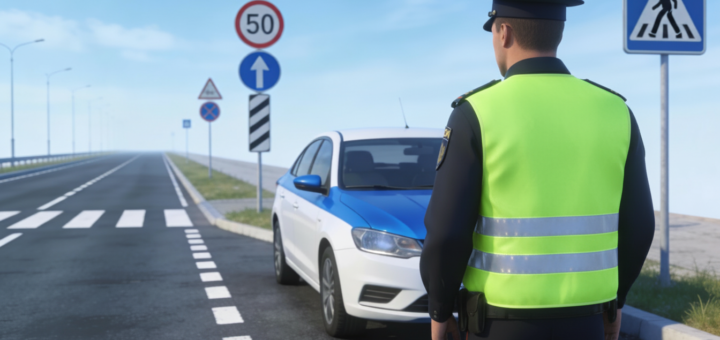 дорога с дорожными знаками