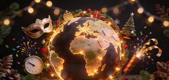 Праздничный коллаж викторины про новогодние традиции мира