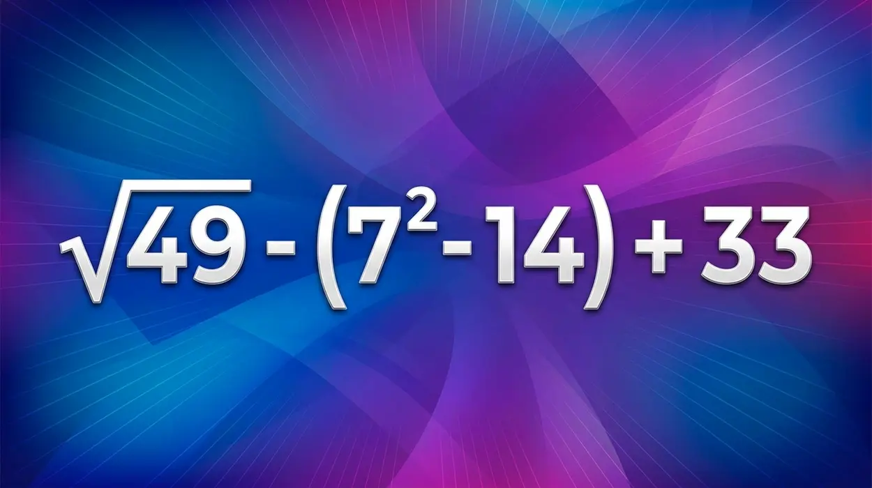 sqrt(49) - (7² - 14) + 33
