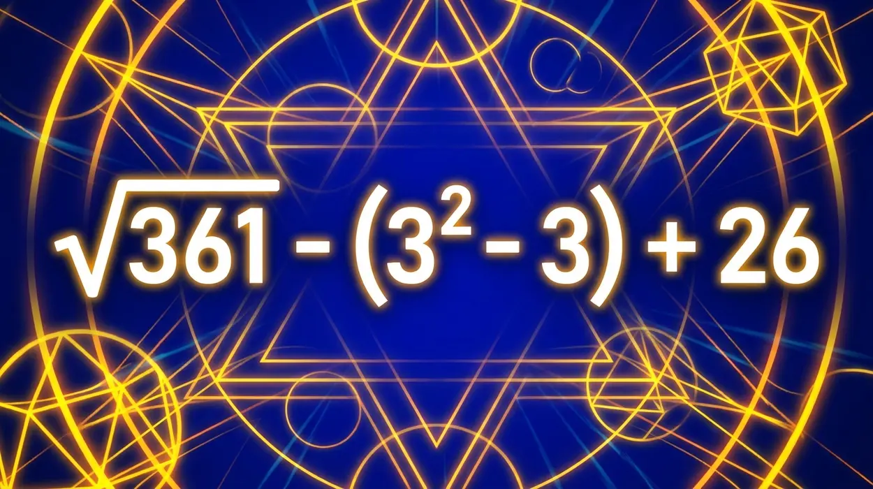 sqrt(361) - (3² - 3) + 26