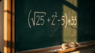 Устный счёт со скобками, корнем и степенью: (√25 + 2² — 5) + 33. Сможете решить за минуту?